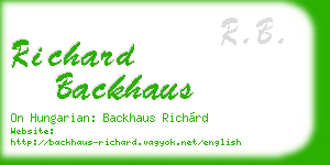richard backhaus business card